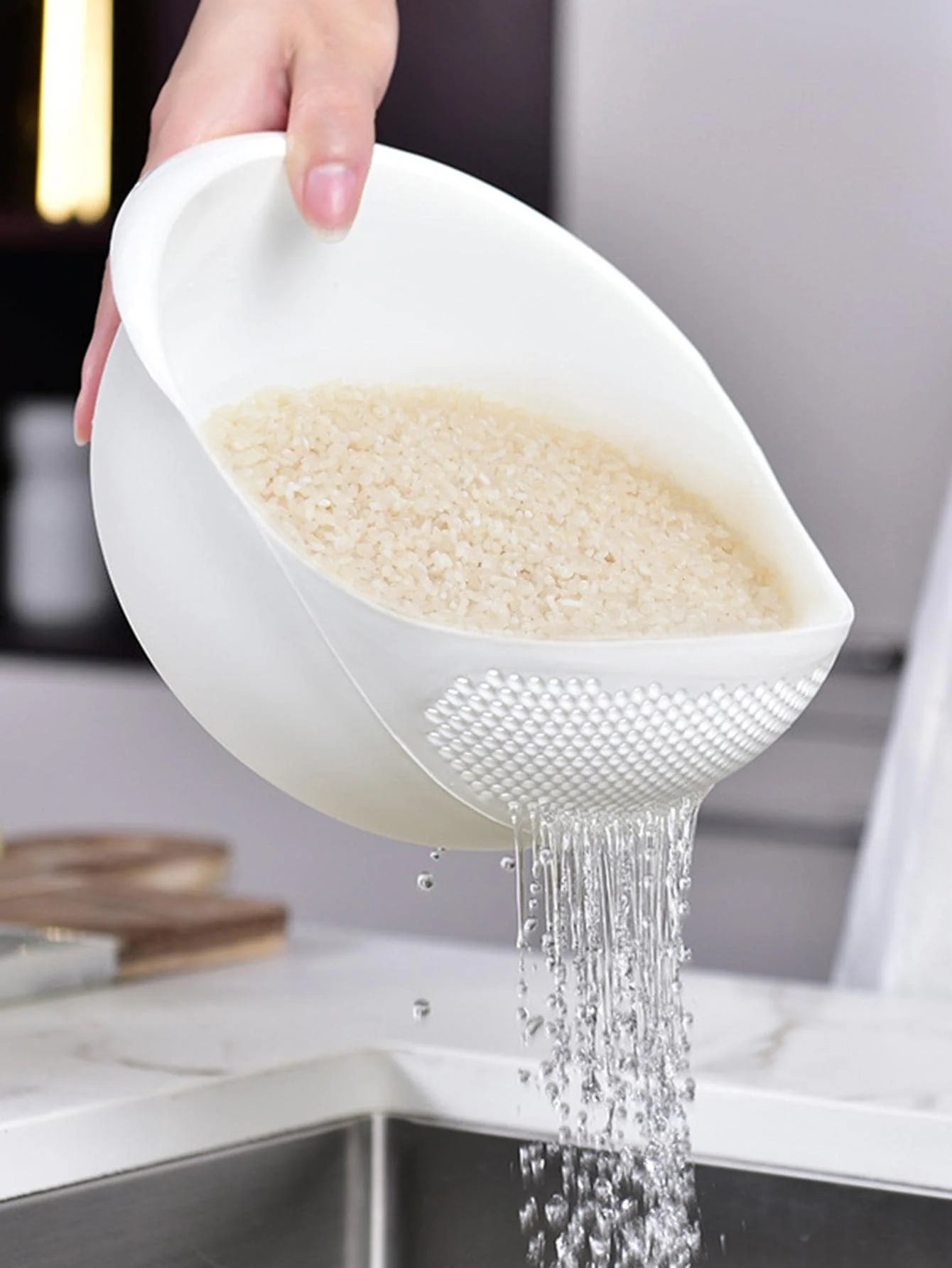 🥗 3-in-1 Multifunctional Colander & Rice Bowl with Handle – More Practicality in Your Kitchen